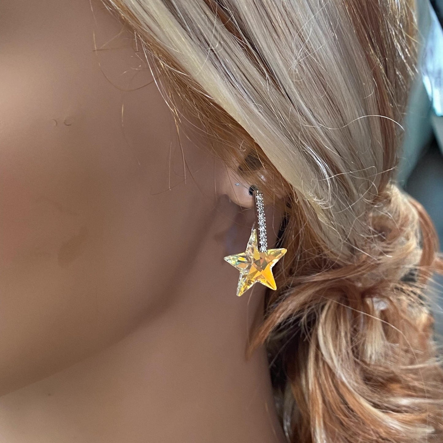 Star Earrings, Swarovski Crystal Star Earrings, Glittering Crystal Star Earrings,Statement Earrings, Fancy Party Earrings, Holiday Earrings