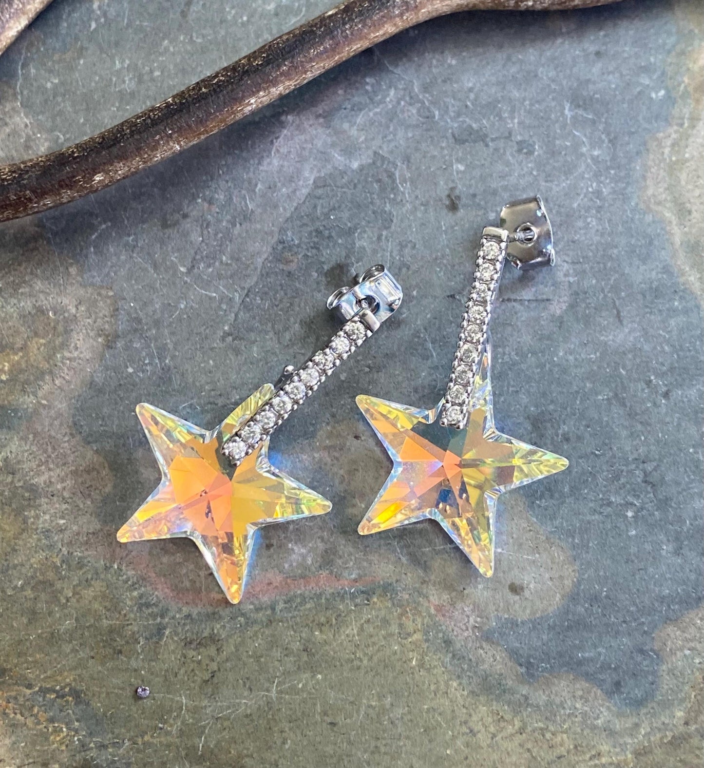 Star Earrings, Swarovski Crystal Star Earrings, Glittering Crystal Star Earrings,Statement Earrings, Fancy Party Earrings, Holiday Earrings