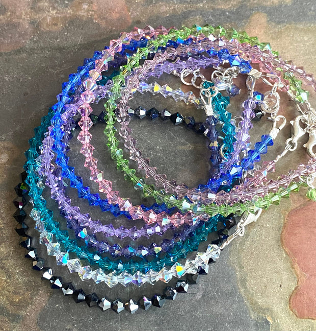 Crystal Bracelets, Swarovski Crystal Anklet/Bracelets in Sterling Silver, April Birthstone, Wedding/Bridesmaid Crystal Bracelets,