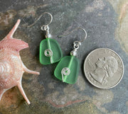 STERLING SILVER Green Sea Glass Earrings, Light Green  Sea Glass Earrings, Beach Weddings, Beach Glass Jewelry, Peridot Sea glass Earrings,