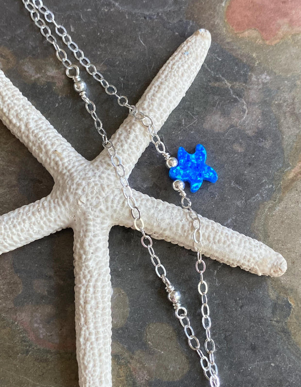 Sterling Silver Starfish Anklet ,Beach Style Summer Jewelry, Beach  Summer Vibes Ocean Theme Starfish Design Bracelet, Custom Length Chain Available