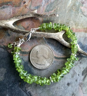 Peridot Bracelet in STERLING SILVER CLASP Green Peridot Chip Bracelet, August Peridot Bracelet,August Birthstone Bracelet, Peridot Bracelet,