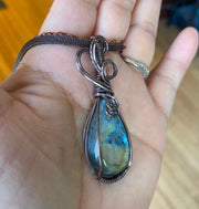 Wire Wrapped Labradorite Necklace in Copper,Blue Green Labradorite Pendant Necklace,Labradorite Tree of Life  Antiqued Copper, Labradorite