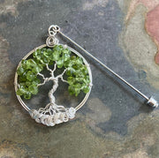 Tree of Life Brooch Pin-Lapel pin,Wire Wrapped Peridot Tree of life Brooch,Holiday Gift