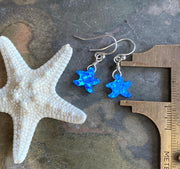 Starfish Earrings in Sterling Silver, Beach Style Summer Jewelry, Summer Vibes Ocean Theme Opal Starfish  dangling Earrings, Opal Earrings