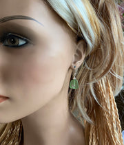 STERLING SILVER Green Sea Glass Earrings, Light Green  Sea Glass Earrings, Beach Weddings, Beach Glass Jewelry, Peridot Sea glass Earrings,