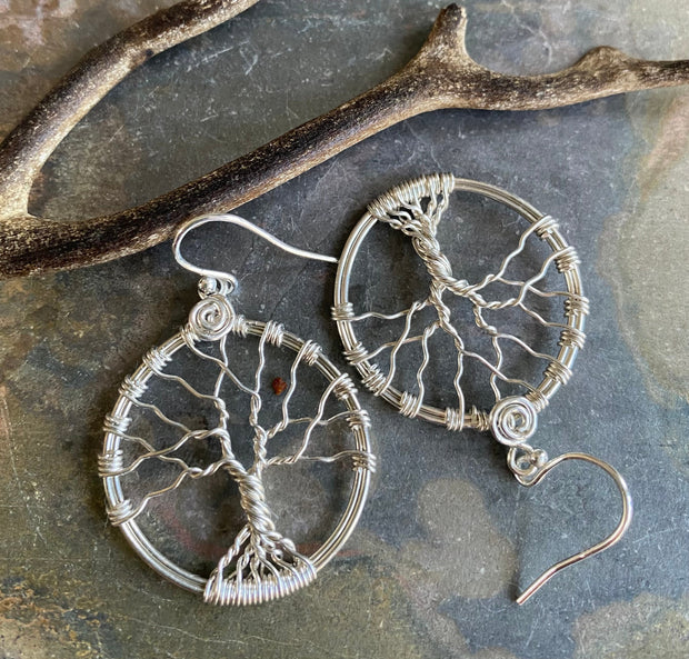 Sterling Silver Tree of Life Earrings, Leafless Tree Earrings,Wire Wrapped Tree of Life Earrings, ,Tree of Life Jewelry, Silver Earrings