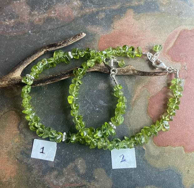 Peridot Bracelet in STERLING SILVER CLASP Green Peridot Chip Bracelet, August Peridot Bracelet,August Birthstone Bracelet, Peridot Bracelet,