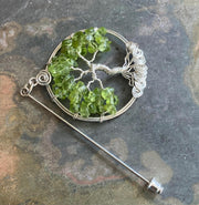 Tree of Life Brooch Pin-Lapel pin,Wire Wrapped Peridot Tree of life Brooch,Holiday Gift