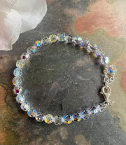 Swarovski 6 mm Crystal Bracelet in Sterling Silver Clasp, April Birthday Bracelet, Wedding/Bridal Crystal Bracelet, Crystal Bracelet,