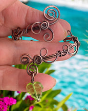 Wire Wrpped Antiqued Copper Bracelet ,Adjustable  Wire Wrapped bracelet,Copper Bangle/Cuff Filigree  bracelet Filigree Leaf  Vine Bracelet