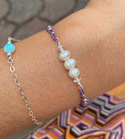 Leather Bracelet, Magnetic Clasp Leather Bracelet, Pearl Bracelet, Pearl Leather bracelet, Leather Jewelry, Bracelet for Mom and Granma,