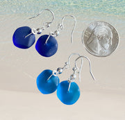 Hand Crafted Cobalt Blue Beach Glass Jewelry in sterling silver, Pacific Blue Sea Glass  Earrings, Sea Glass Earrings, Beach Glass Jewelry