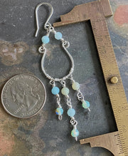 Chandelier Amazonite Earring for Wedding Formal Jewelry Boho Style Statement Piece Wire Wrapped Dangle Beach Set,