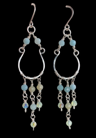 Chandelier Amazonite Earring for Wedding Formal Jewelry Boho Style Statement Piece Wire Wrapped Dangle Beach Set,