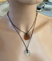 Sea Glass Pendant in Leather & Sterling Silver Beads, Surfer Gifts for Men, Beach Lovers Necklace, Beach Glass Necklace,