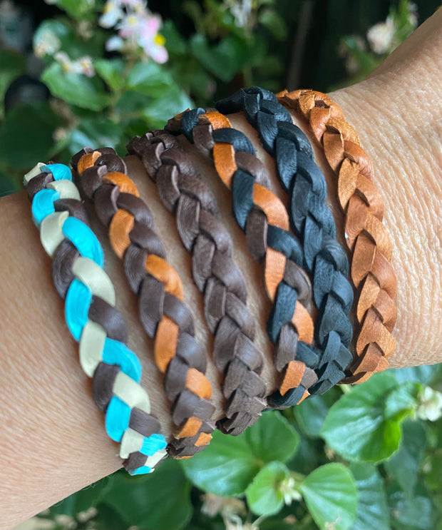 Braided Deerskin Lace Leather Bracelet,Dad's Gift from daughter,3 STRANDS FLAT Braid. Stacking Woven Leather Bracelet,unisex Bracelet/Anklet