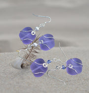 Periwinkle Sea Glass Earrings in Sterling Silver Earwires-Lavender Recycled Glass Earrings Glass Earrings, Beach Weddings,Sea Glass earrings