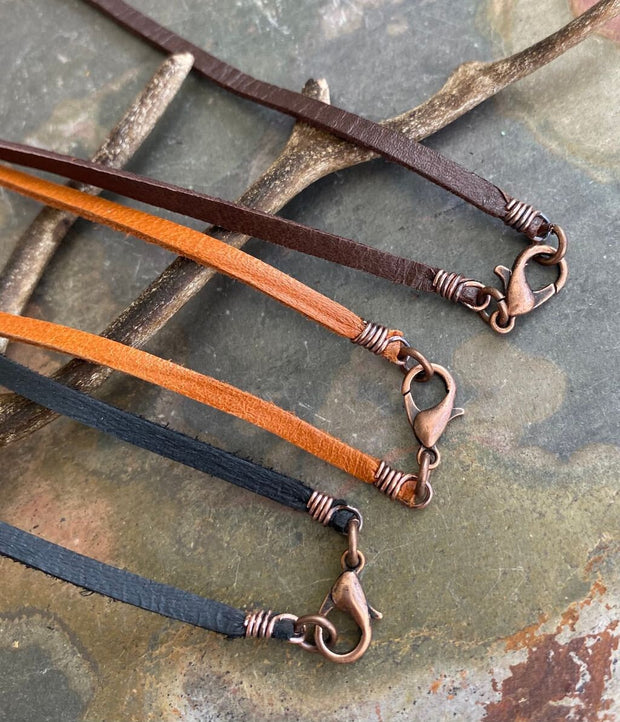Rustic Soft Deerskin Lace Leather for Jewelry in Copper, Wire Wrapped Deerskin Lace 3 mm1/8 inch) Width, Black, Brown Leather, Made in USA