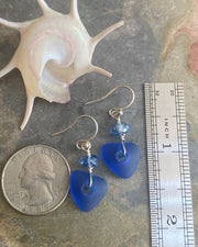 Sea Glass Earrings, Royal Blue Sea Glass Earrings in Sterling Silver, Blue Sea Glass Dangling Earrings, Beach Weddings, Dangling  Earrings