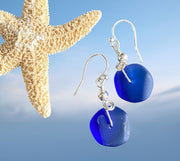 Hand Crafted Cobalt Blue Beach Glass Jewelry in sterling silver, Pacific Blue Sea Glass  Earrings, Sea Glass Earrings, Beach Glass Jewelry