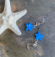 Starfish Earrings in Sterling Silver, Beach Style Summer Jewelry, Summer Vibes Ocean Theme Opal Starfish  dangling Earrings, Opal Earrings