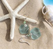 Seafoam Green Sea Glass Silver Earrings-Green  Recycled Glass Earrings in Sterling silver Earwires, Beach Weddings, Sea Glass  earrings