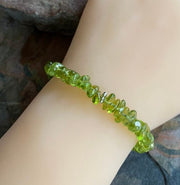 Peridot Bracelet in STERLING SILVER CLASP Green Peridot Chip Bracelet, August Peridot Bracelet,August Birthstone Bracelet, Peridot Bracelet,