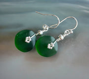 Green Beach Glass Jewelry, Shamrock Green Sea Glass  Necklace and Earrings in Sterling Silver, Sea Glass Necklace,  Sea Glass Jewelry SET,