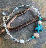 Starfish Charm Bracelet, Beach theme Bracelets, Starfish Charm beaded Bracelet, Summer Beach Jewelry, Beach Boho Bracelet
