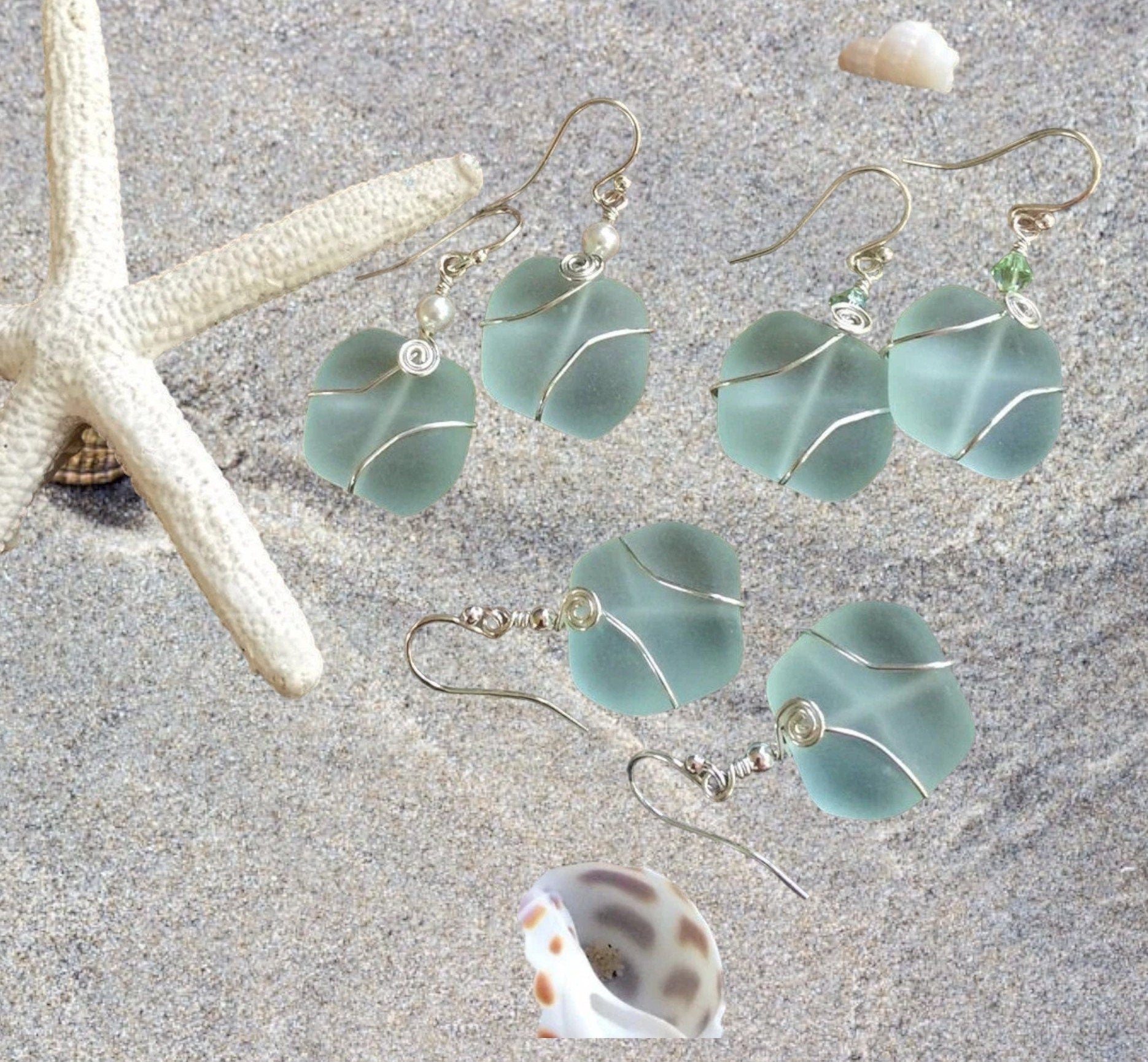 Seafoam Green Sea Glass Silver Earrings-Green  Recycled Glass Earrings in Sterling silver Earwires, Beach Weddings, Sea Glass  earrings