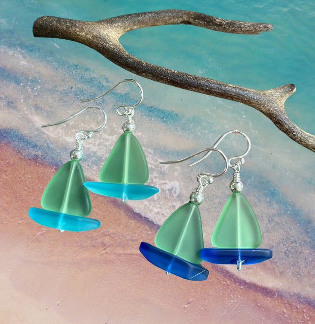 STERLING SILVER Peridot Green Beach Glass Earrings, Green Sea Glass dangling Earrings, beach Wedding Earrings, Beach Summer  Earrings,