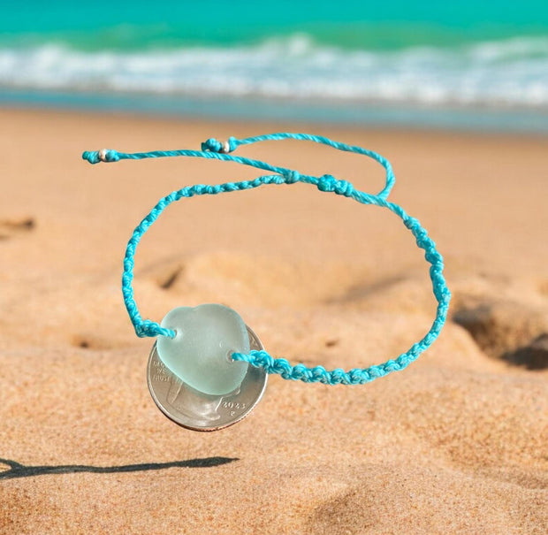 Handmade Macrame Sea Glass Bracelet, Adjustable Sea Glass Macrame Bracelets,Seafoam Bracelet, Nautical Sea Glass Bracelet,Surfer's Bracelet,