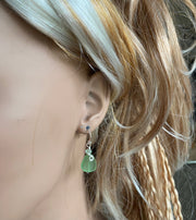 Green SeaGlass Earrings in Sterling Silver, Light Green Sea Glass Earrings, Beach Weddings, Beach Glass Jewelry, Peridot Sea glass Earrings