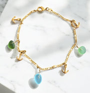 Sea Glass Anklet, Anklet in Gold Filled, Beach Style Summer Bracelet,  Beach Lover Nautical Jewelry Gifts For All Ages, Ocean Theme anklet