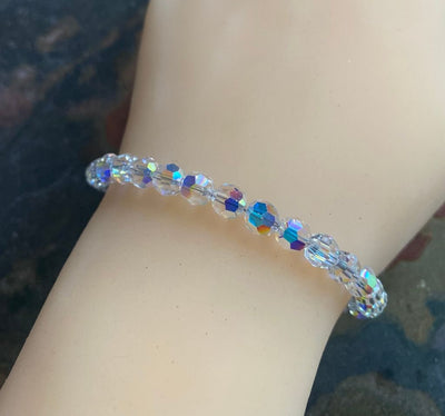 Swarovski 6 mm Crystal Bracelet in Sterling Silver Clasp, April Birthday Bracelet, Wedding/Bridal Crystal Bracelet, Crystal Bracelet,