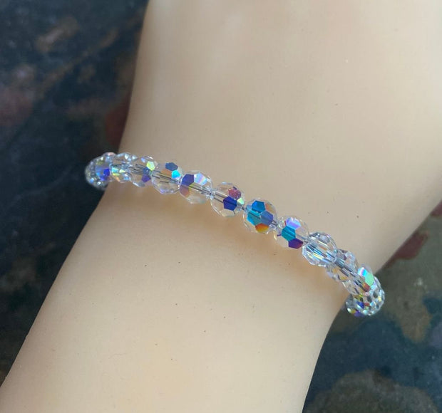 Swarovski 6 mm Crystal Bracelet in Sterling Silver Clasp, April Birthday Bracelet, Wedding/Bridal Crystal Bracelet, Crystal Bracelet,