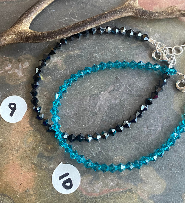 Crystal Bracelets, Swarovski Crystal Anklet/Bracelets in Sterling Silver, April Birthstone, Wedding/Bridesmaid Crystal Bracelets,