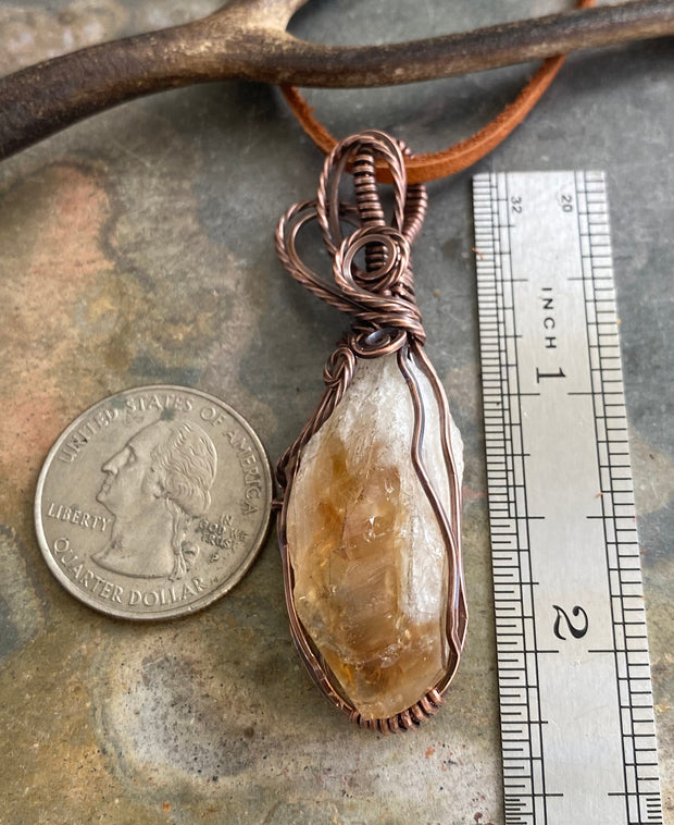 Wire Wrapped Citrine Necklace, Raw Citrine Necklace in Copper, November Birthstone  Necklace, November Birthstone Necklace,Citrine Jewelry