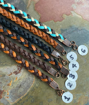 Braided Deerskin Lace Leather Bracelet,Dad's Gift from daughter,3 STRANDS FLAT Braid. Stacking Woven Leather Bracelet,unisex Bracelet/Anklet