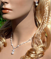 Starfish Pearl Charm Necklace, Beach Theme Crystal Pearl Necklace, Earrings, Starfish Beach Theme Bridal/Bridesmaid Necklace and Earrings
