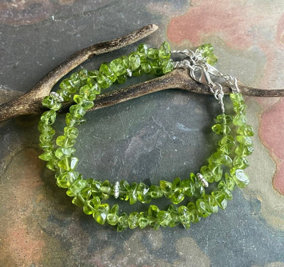 Peridot Bracelet in STERLING SILVER CLASP Green Peridot Chip Bracelet, August Peridot Bracelet,August Birthstone Bracelet, Peridot Bracelet,