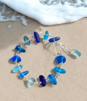 Sterling Silver Sea Glass Bracelet, Custom Sea Glass Bracelet, Personalized Bracelet  for Her,