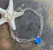 Sterling Silver Starfish Anklet ,Beach Style Summer Jewelry, Beach  Summer Vibes Ocean Theme Starfish Design Bracelet, Custom Length Chain Available
