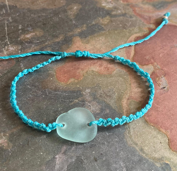 Handmade Macrame Sea Glass Bracelet, Adjustable Sea Glass Macrame Bracelets,Seafoam Bracelet, Nautical Sea Glass Bracelet,Surfer's Bracelet,