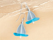 Sailboat Sea Glass Earrings in Sterling Silver, Beach glass Earrings, Ocean-Inspired Crystal White Sea Glass Sailboat Earrings