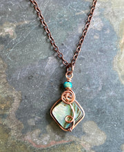 Abalone Necklace, Wire Wrapped Abalone Pendant in Copper, Abalone Jewelry, Rainbow Abalone Necklace, Necklace for Women, Summer Necklace