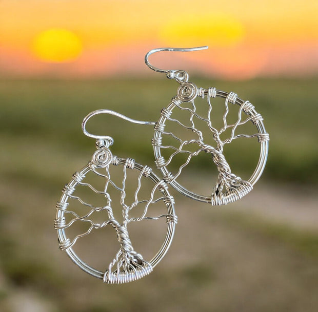 Sterling Silver Tree of Life Earrings, Leafless Tree Earrings,Wire Wrapped Tree of Life Earrings, ,Tree of Life Jewelry, Silver Earrings