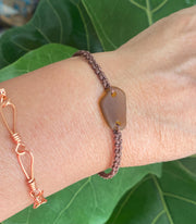 Brown Sea Glass Bracelet, Adjustable Sea Glass Macrame Bracelets, Bracelet, Nautical Sea Glass Bracelet, Beach  Bracelet, Sea Glass Jewelry