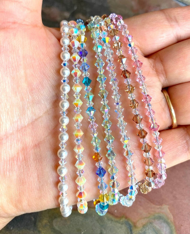 Swarovski Crystal Anklet/Bracelet, Swarovski Crystal Bracelets in  Sterling Silver, Crystal Bracelet, Crystal Anklets, Bridal Bracelet